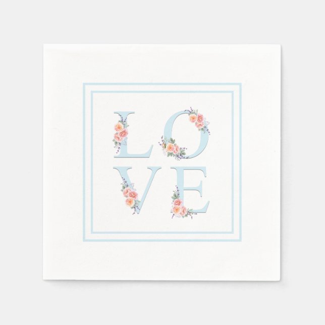Love in Bloom Pastel Floral Alphabet Napkin (Front)