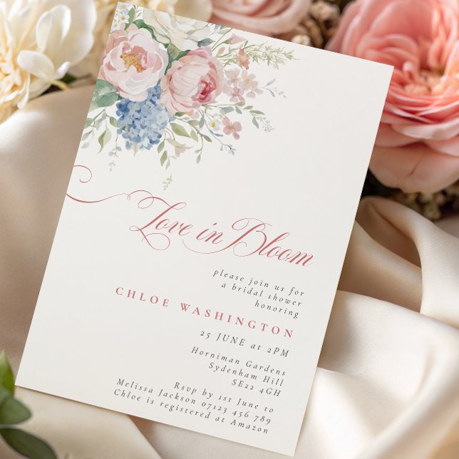 Love in Bloom Pastel Pink & Blue Bridal Shower Invitation (Creator Uploaded)