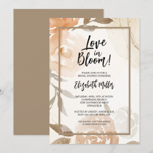 Love in Bloom Peach Floral Bridal Shower Invitation