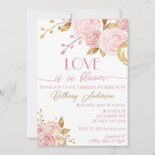 Love in Bloom Pink & Gold Bridal Shower Invitation
