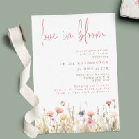 Love in Bloom Pink Wild Flowers Bridal Shower