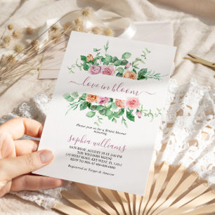 Love in Bloom Purple Rose Bridal Shower Invitation