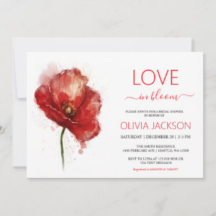Love in Bloom Red Floral Bridal Shower Invitation 