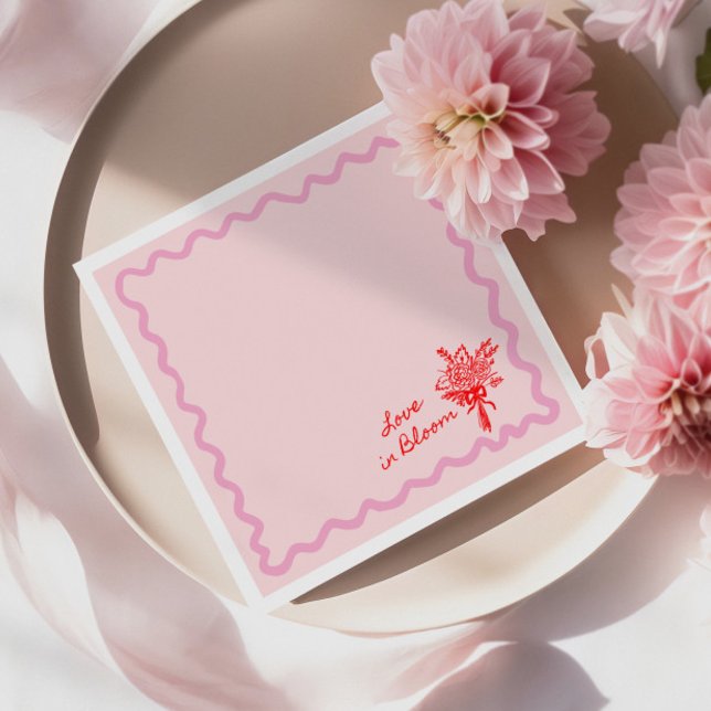 Love in Bloom Red Pink Bridal Shower Napkin (Creator Uploaded)