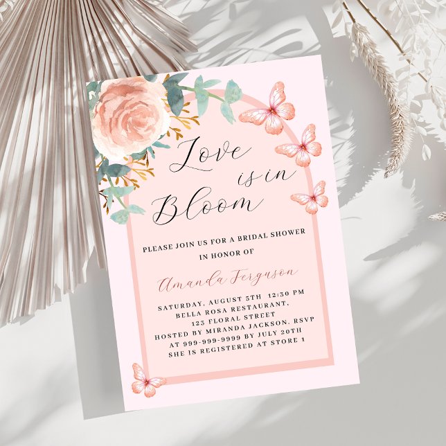 Love in Bloom rose butterfly arch Bridal Shower Invitation (Creator Uploaded)