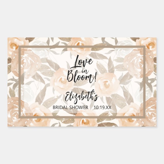 Love in Bloom Rustic Peach Floral Sticker (Front)