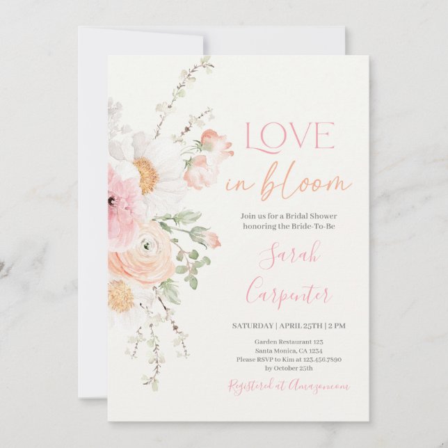 Love in Bloom Spring Bridal Shower Invitation (Front)