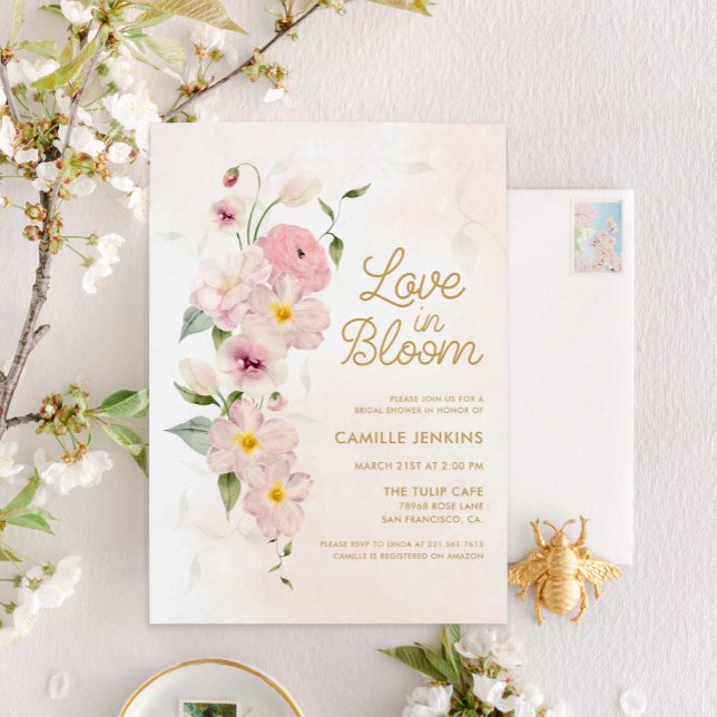 Love in Bloom Spring Floral Bridal Shower Invitation (Creator Uploaded)