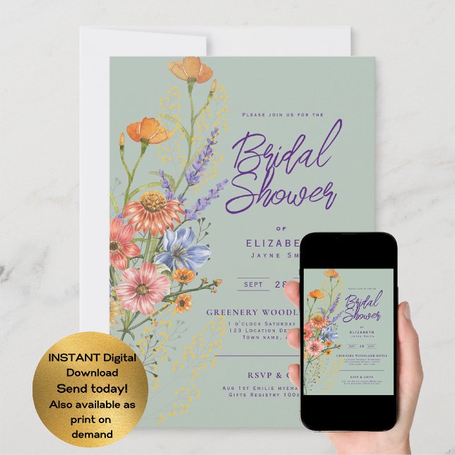 Love in Bloom Summer Wildflower Boho Floral Shower Invitation (Creator Uploaded)