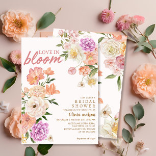 Love in bloom watercolor floral bridal shower invitation