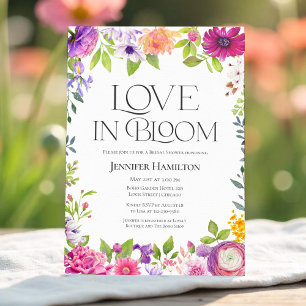 Love in Bloom   Watercolor Floral Bridal Shower Invitation