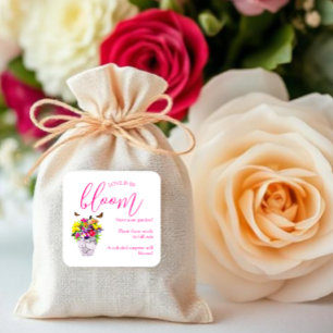Love In Bloom Wedding Flower Garden Seeds Favour Square Sticker