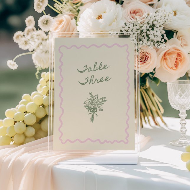 Love in Bloom Whimsical Handwritten Table 3 Card (Creator Uploaded)