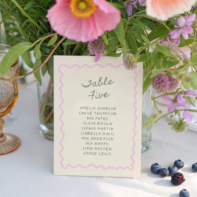 Love in Bloom Whimsical Handwritten Table 5 Card (Creator Uploaded)