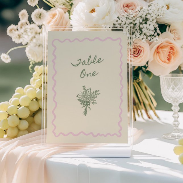 Love in Bloom Whimsical Handwritten Table One Card (Creator Uploaded)