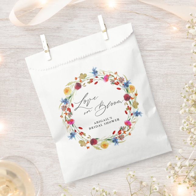 Love in Bloom Wildflower Bridal  Shower Custom Favour Bag (Clipped)