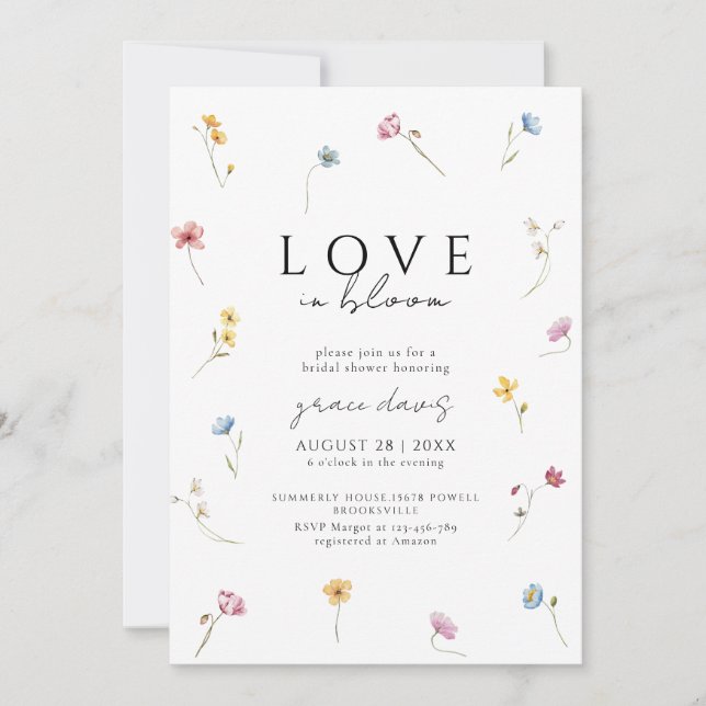 love in bloom Wildflower bridal shower Invitation (Front)