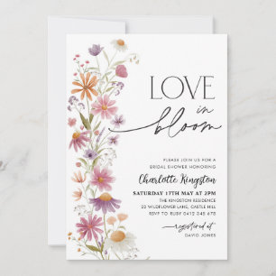 Love In Bloom Wildflower Bridal Shower Pink Floral Invitation