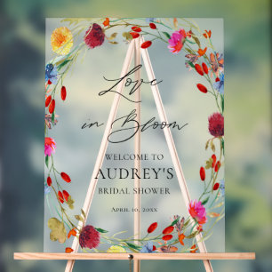 Love in Bloom Wildflower Bridal Shower Welcome Acrylic Sign
