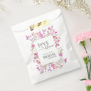 Love In Bloom Wildflower Ruby Rose Bridal Shower Favour Bag