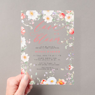 Love in bloom wildflowers bridal shower acrylic invitations