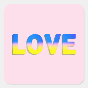 LOVE in Blue and Yellow LOVE for Ukraine Ukrainian Square Sticker