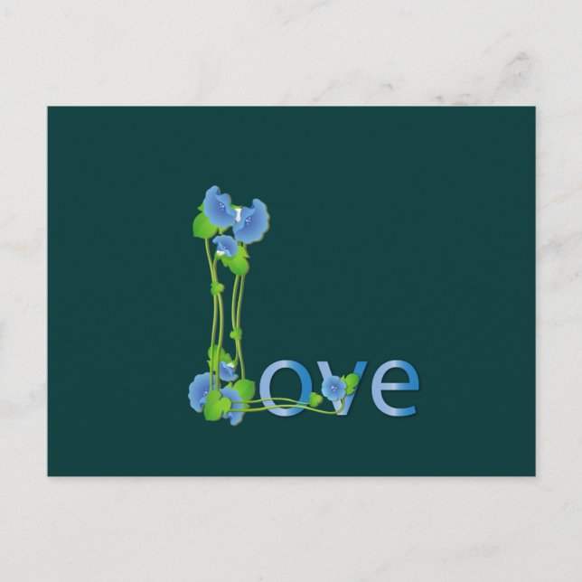 Love in Blue Flowers Postcard (Front)