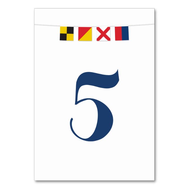 LOVE in Colourful Nautical Flags Table Number (Front)