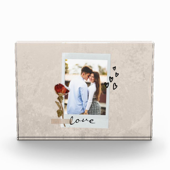 Love in Elegant Script Photo with Heart  Block (Front)