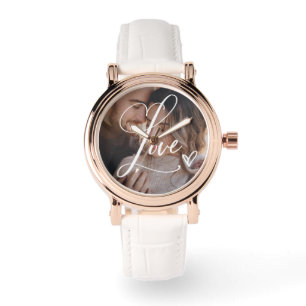 Love in Elegant Script   Photo with Heart Watch