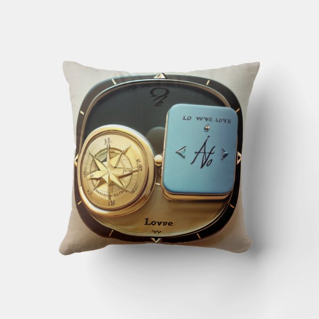 Love in Elegant Script | Two Photo  Throw Pillow (Back)