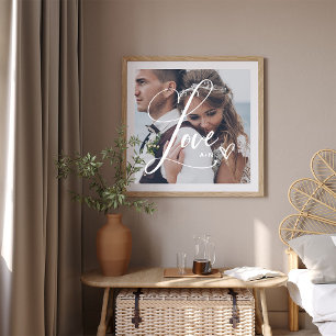 Love in Elegant Script   Your Photo with Heart Poster