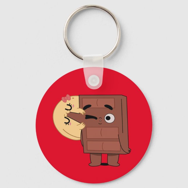 Love in Every Bite Funny Cute Couple Love Pancake  Keychain (Front)