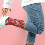 Love in Every Step: Personalized Valentine's Day Socks<br><div class="desc">Express your love with "Love in Every Step" – the perfect Valentine's Day gift for her. These charming socks feature a vibrant red background adorned with a pattern of two different circular photos of you, surrounded by whimsical black and white hearts. Designed to bring joy and add a touch of...</div>