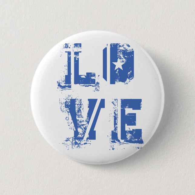 Love in Grungy Urban Blue 2 Inch Round Button (Front)