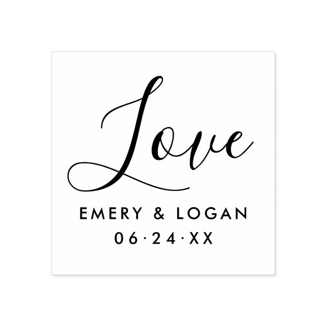 Love in Hand Lettered Script | Wedding Monogram Rubber Stamp (Imprint)