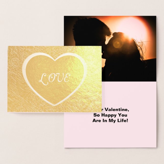 Love in Heart Frame Image, Add Photo and Quote Foil Card (Display)