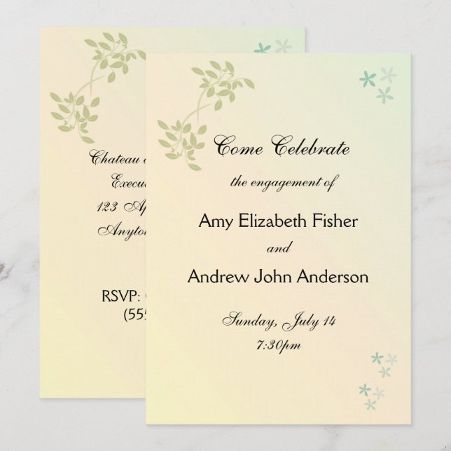 Love in Laurels Customizable Engagement Invitation (Front/Back)