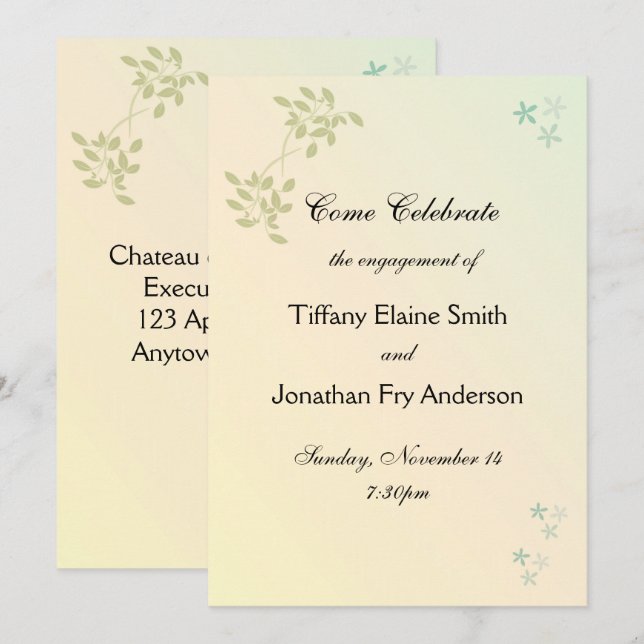 Love in Laurels Engagement Invitation (Front/Back)