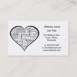 Love in many languages Heart Business Card