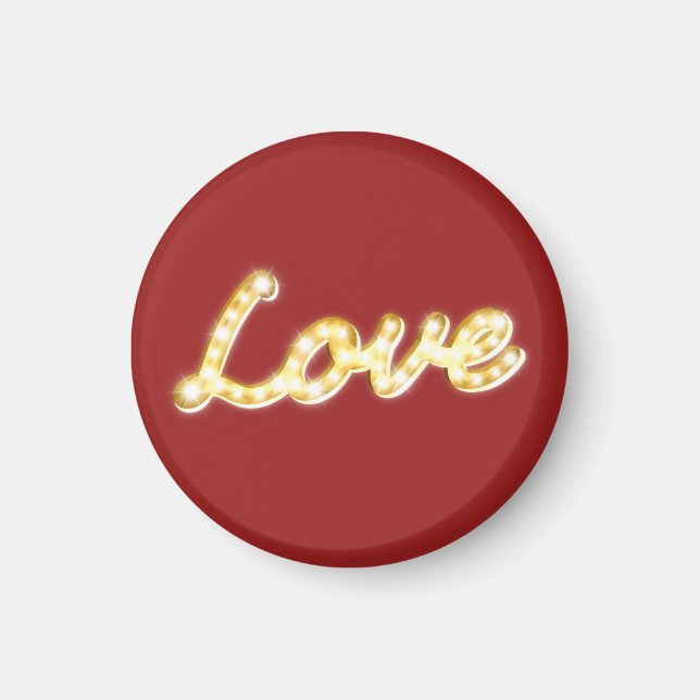 Love in Marquee Lights Red Magnet (Front)