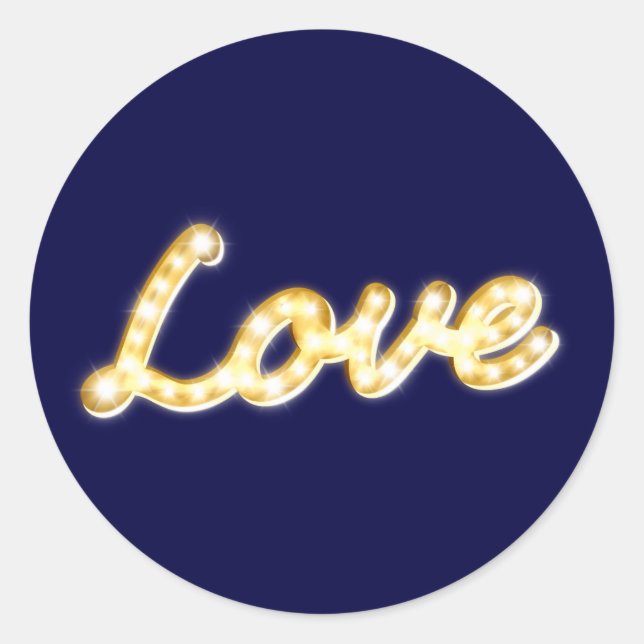 Love in Marquee Lights Sticker - navy (Front)