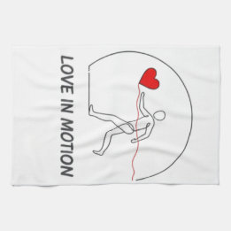 Love In Motion Minimalist Line Art Slogan Tee Kitchen Towel