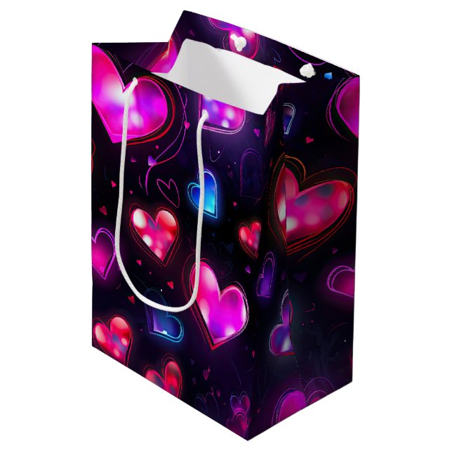 Love in Motion: Valentine's Day Hearts Medium Gift Bag (Front Angled)