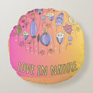 Love in Nature's Palette Round Pillow