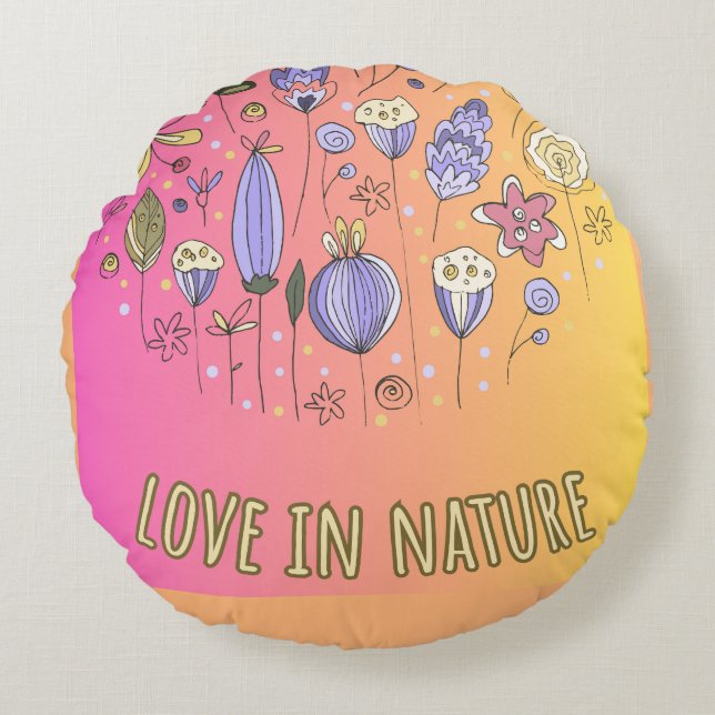 Love in Nature's Palette Round Pillow (Front)