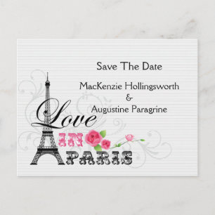 Love in Paris Save The Date Announcement Postcard