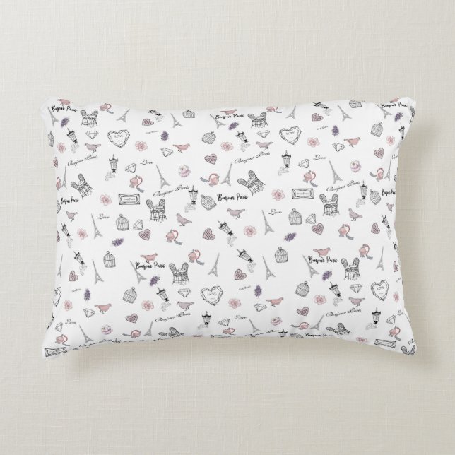 Love in Peris Bohemian Chic Floral Boho Girl Accent Pillow (Front)