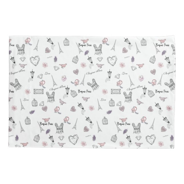 Love in Peris Bohemian Chic Floral Boho Girl Pillowcase (Back)