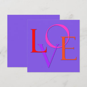 "LOVE" in Pink, Red, Purple and Orange Valentine's Holiday Card